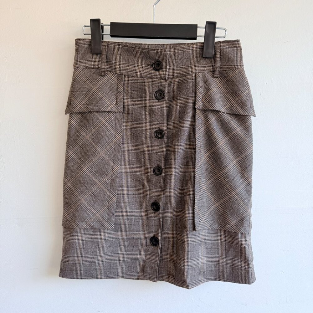Zara Brown Plaid Pencil Skirt